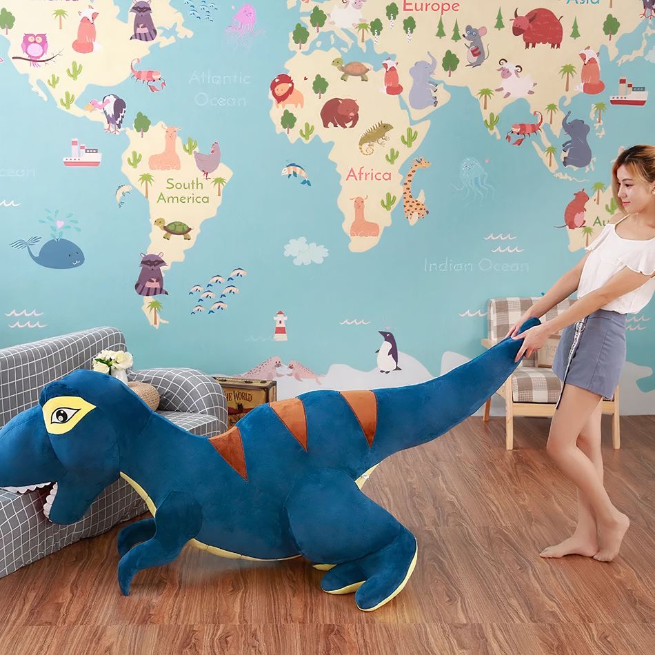 Peluche T-rex géante douce enfant dinosaure câlin 160cm / bleu La compagnie de la peluche