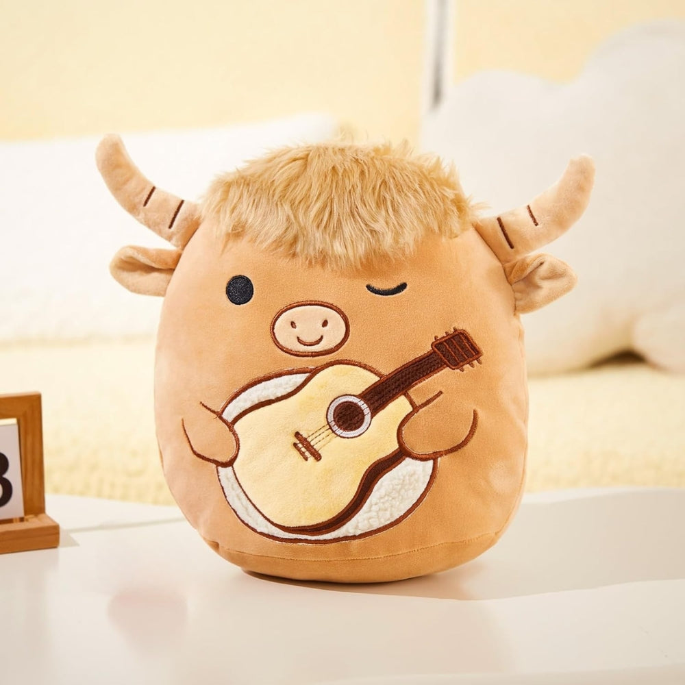 Peluche taureau musicien douce Squishmallow amusant La compagnie de la peluche