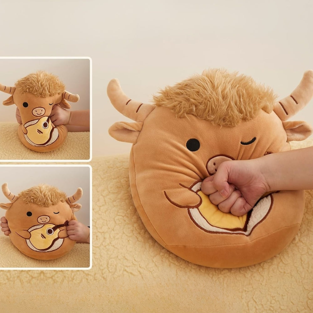 Peluche taureau musicien douce Squishmallow amusant La compagnie de la peluche