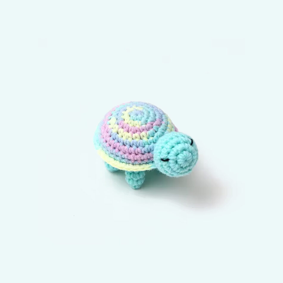 Peluche tortue crochet douce marine enfant câlin bleu La compagnie de la peluche
