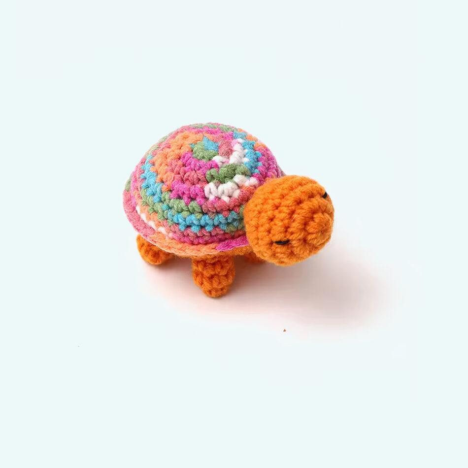 Peluche tortue crochet douce marine enfant câlin orange La compagnie de la peluche