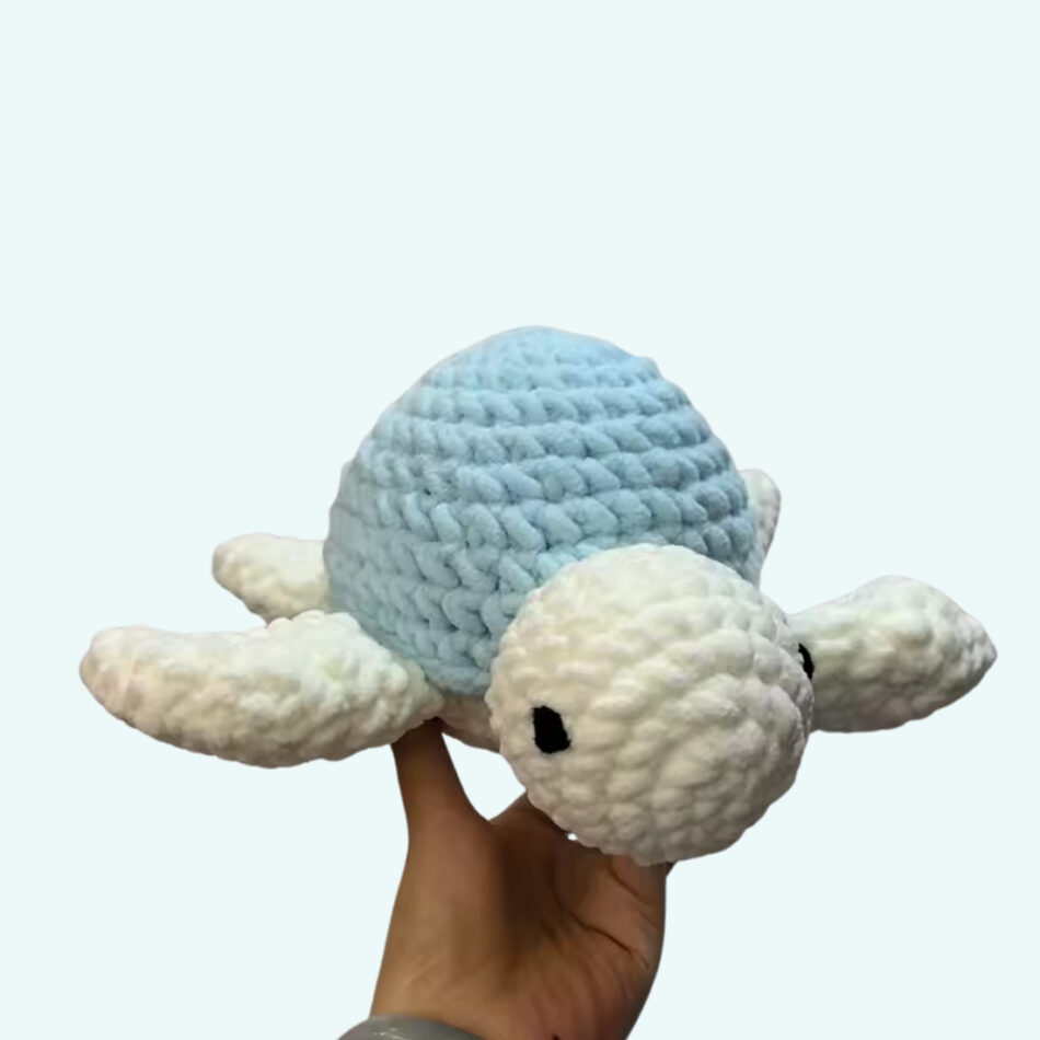 Peluche tortue de mer crochet douce enfant océan bleu La compagnie de la peluche