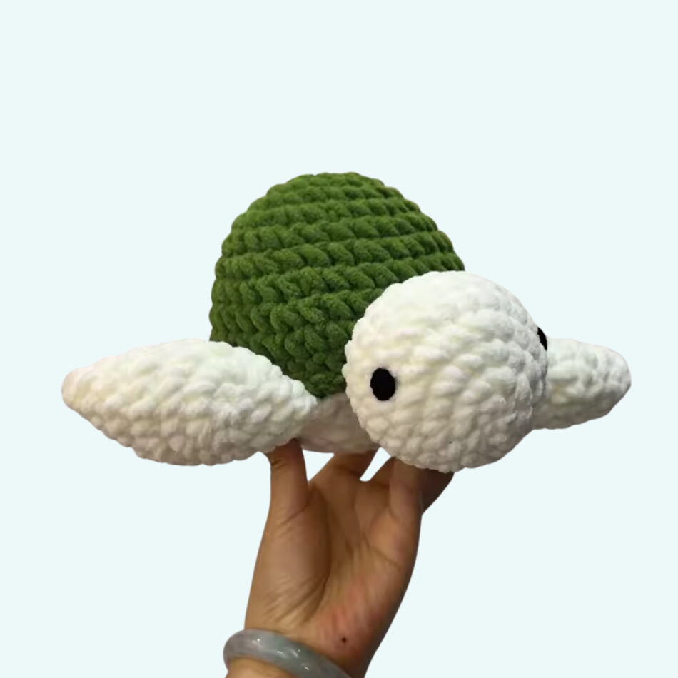 Peluche tortue de mer crochet douce enfant océan vert-fonce La compagnie de la peluche