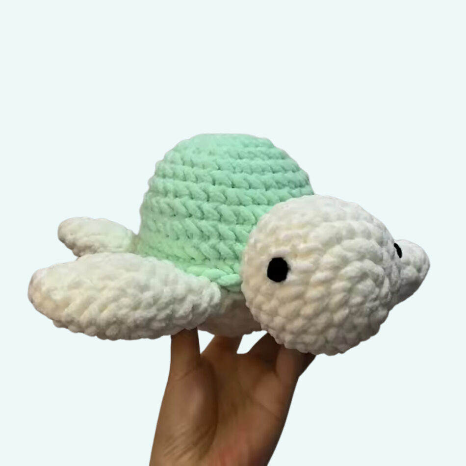 Peluche tortue de mer crochet douce enfant océan vert La compagnie de la peluche