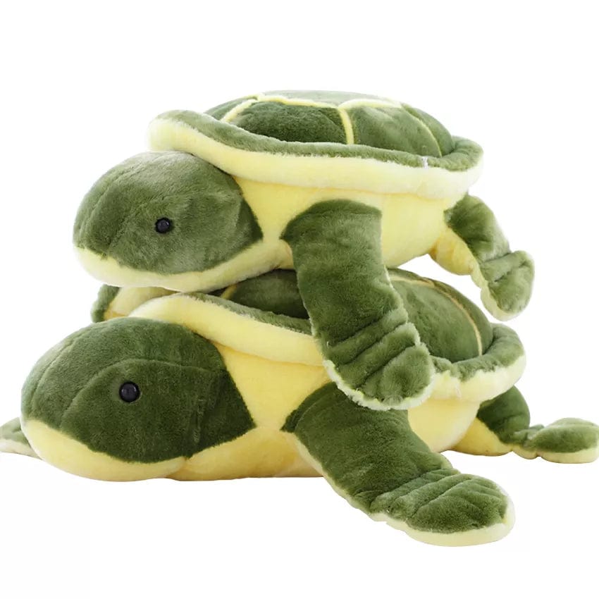 Peluche tortue douce verte et jaune 35cm