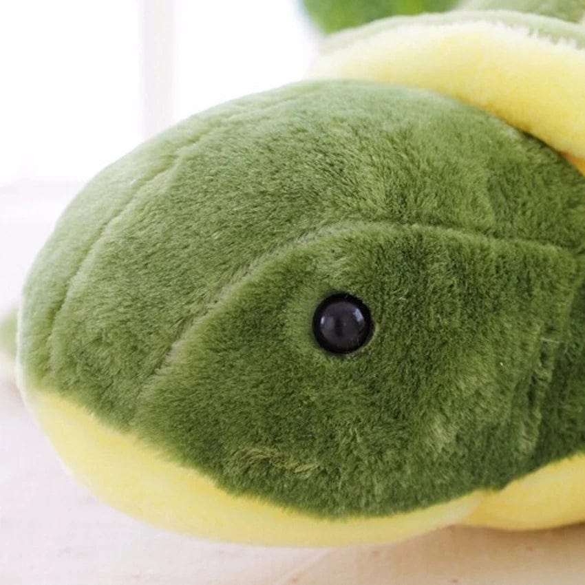 Peluche tortue douce verte et jaune