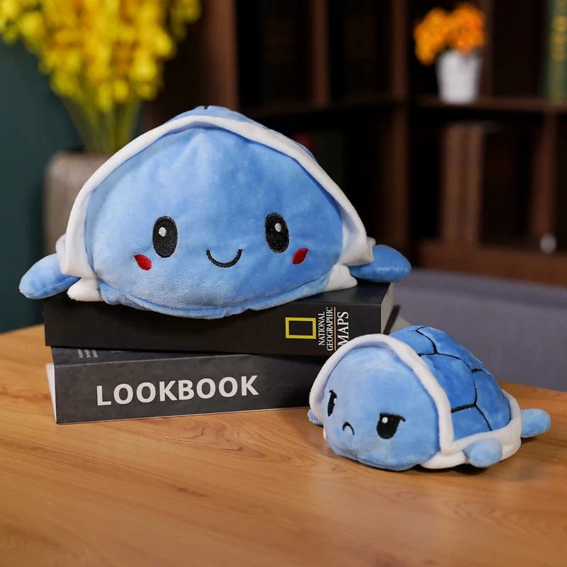 Peluche tortue réversible Bleu / 15cm