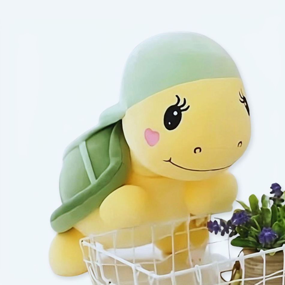 Peluche tortue verte douce casquette mignon enfant 25cm La compagnie de la peluche