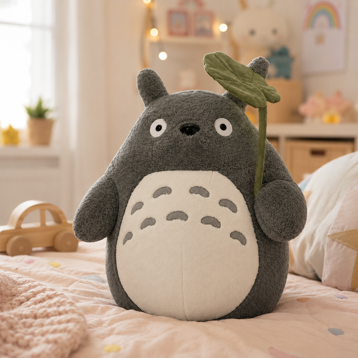 Peluche Totoro moelleuse feuille lotus confort enfant La compagnie de la peluche