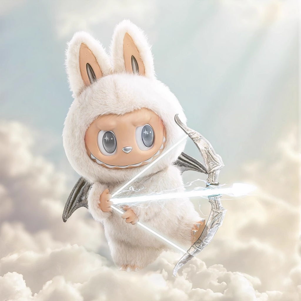 Peluche type Labubu ange blanc Zimomo