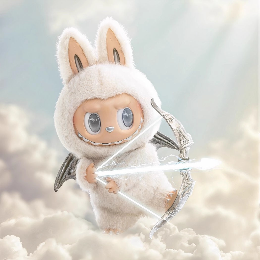 Peluche type Labubu ange blanc Zimomo