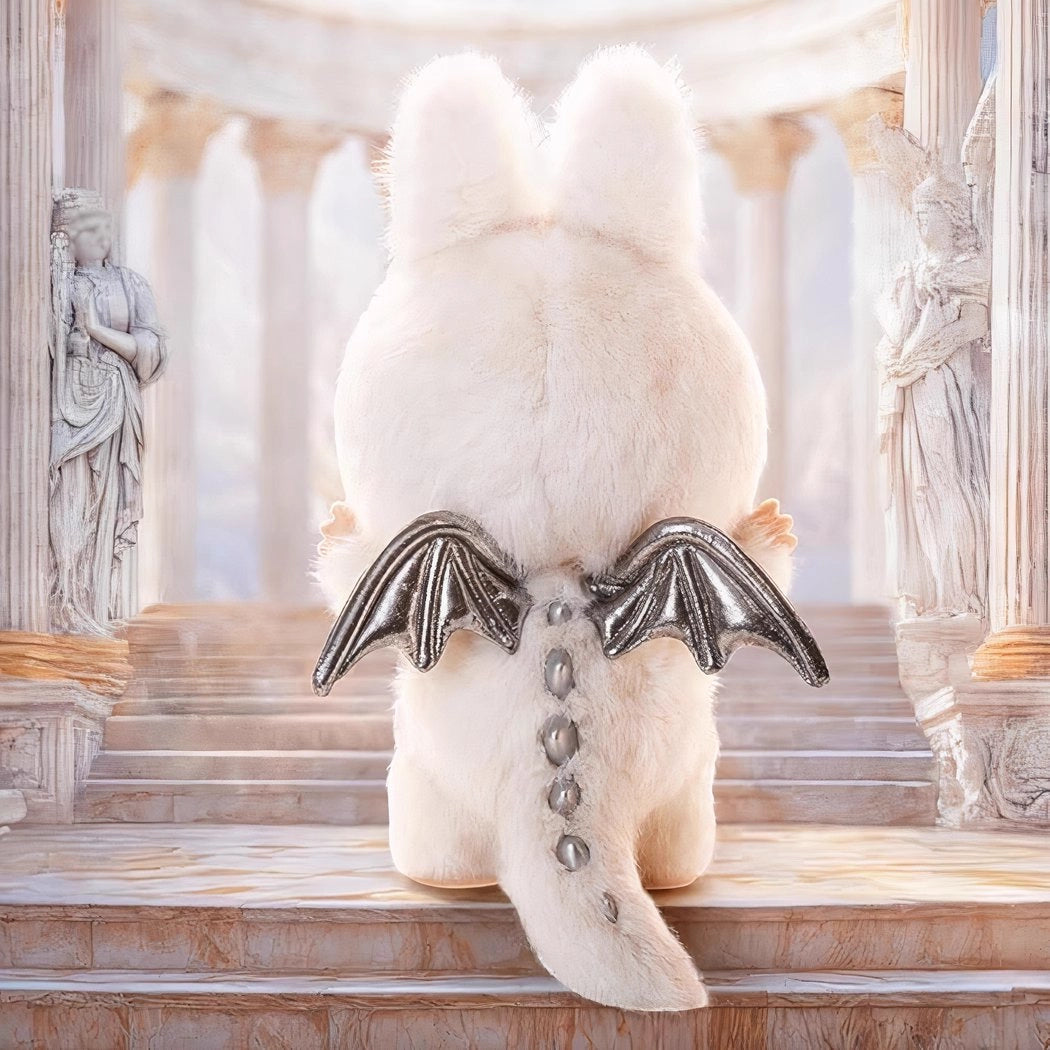 Peluche type Labubu ange blanc Zimomo