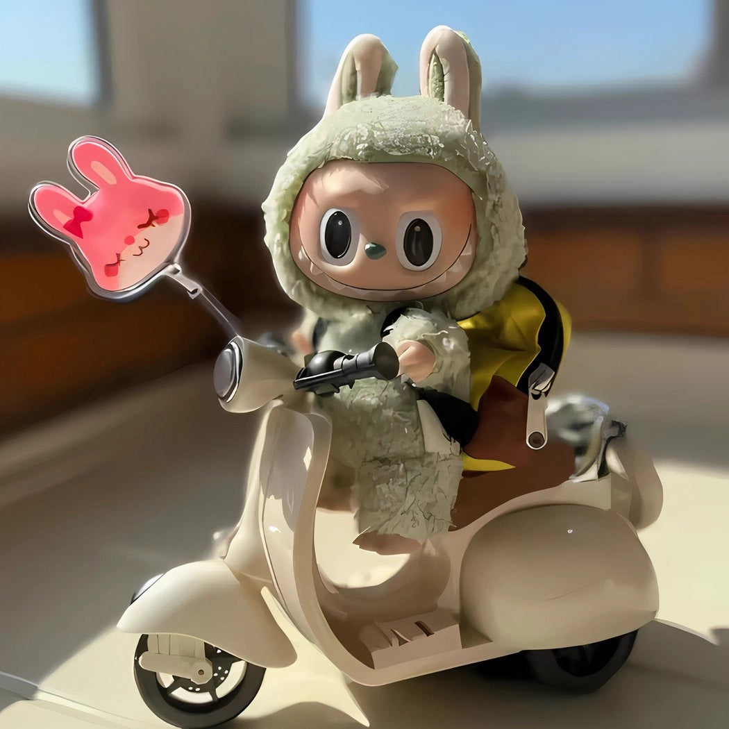 Peluche type Labubu coloré boîte mystère