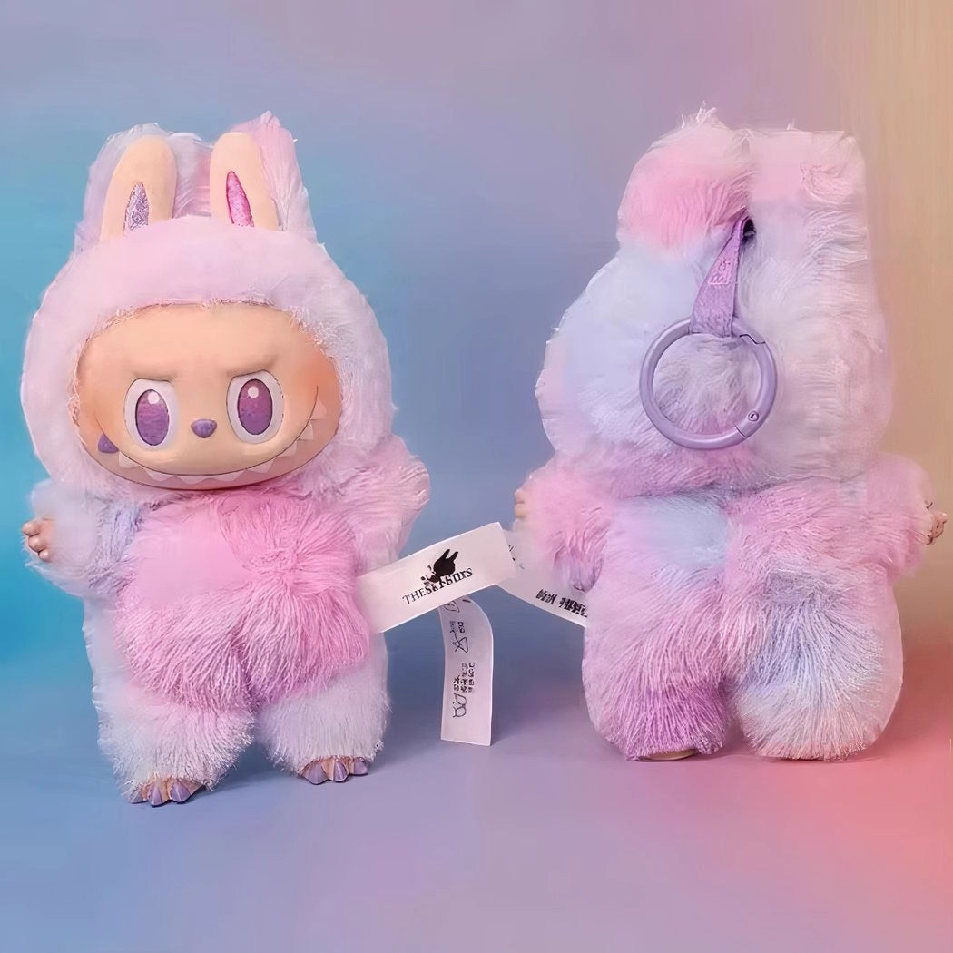 Peluche type Labubu coloré boîte mystère