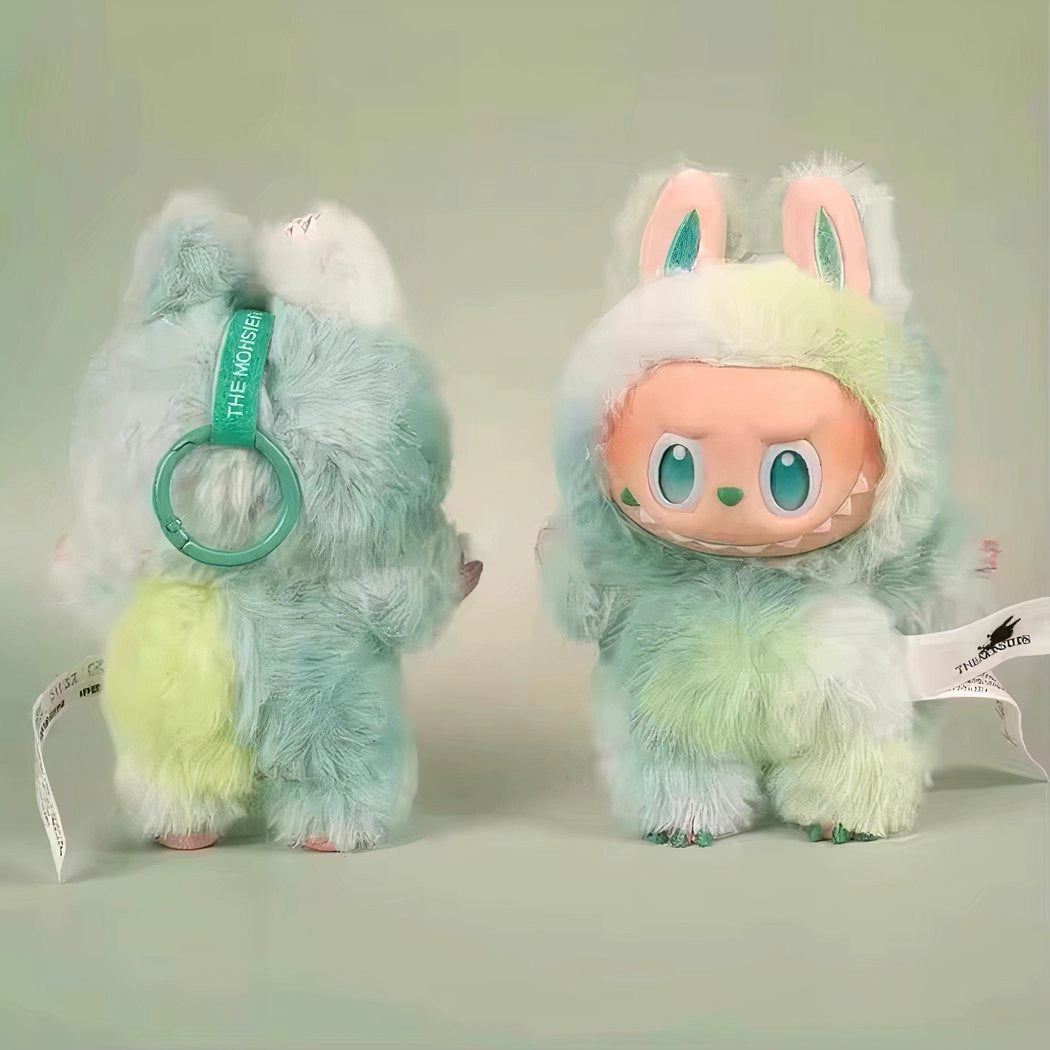 Peluche type Labubu coloré boîte mystère