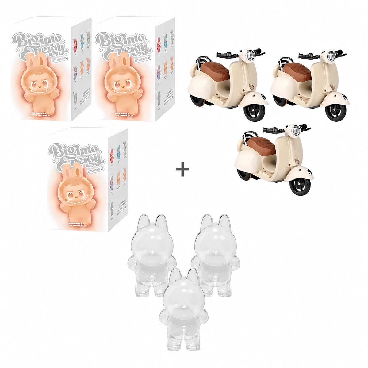 Peluche type Labubu coloré boîte mystère