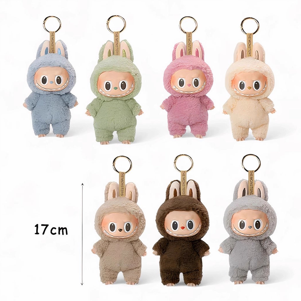 Peluche type Labubu debout boîte mystère