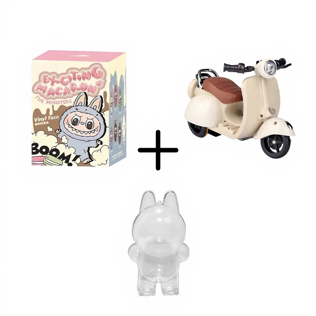 Peluche type Labubu debout boîte mystère