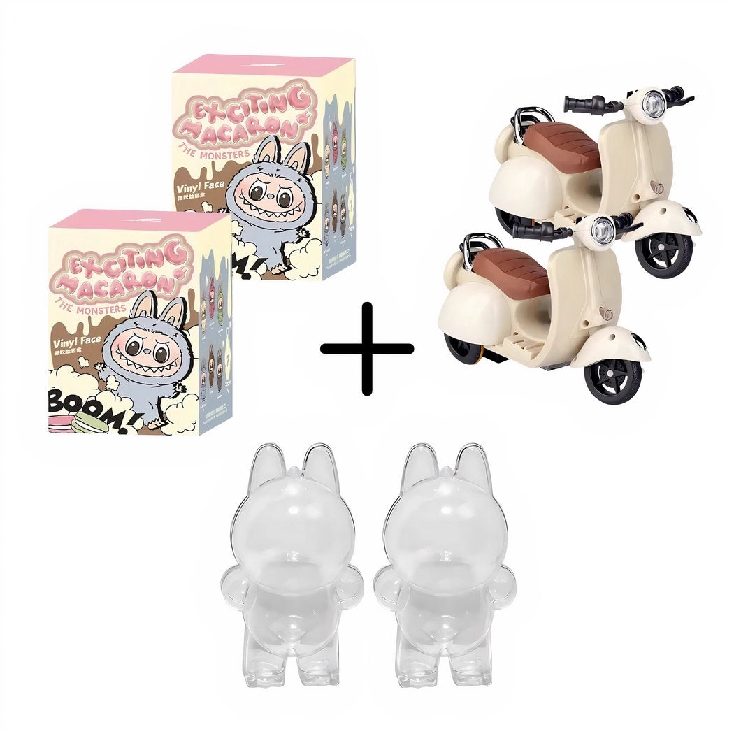 Peluche type Labubu debout boîte mystère