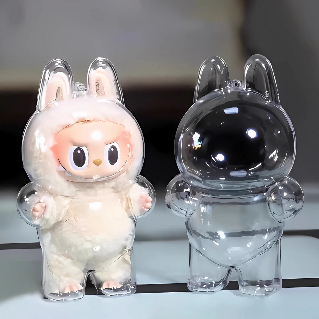 Peluche type Labubu debout boîte mystère