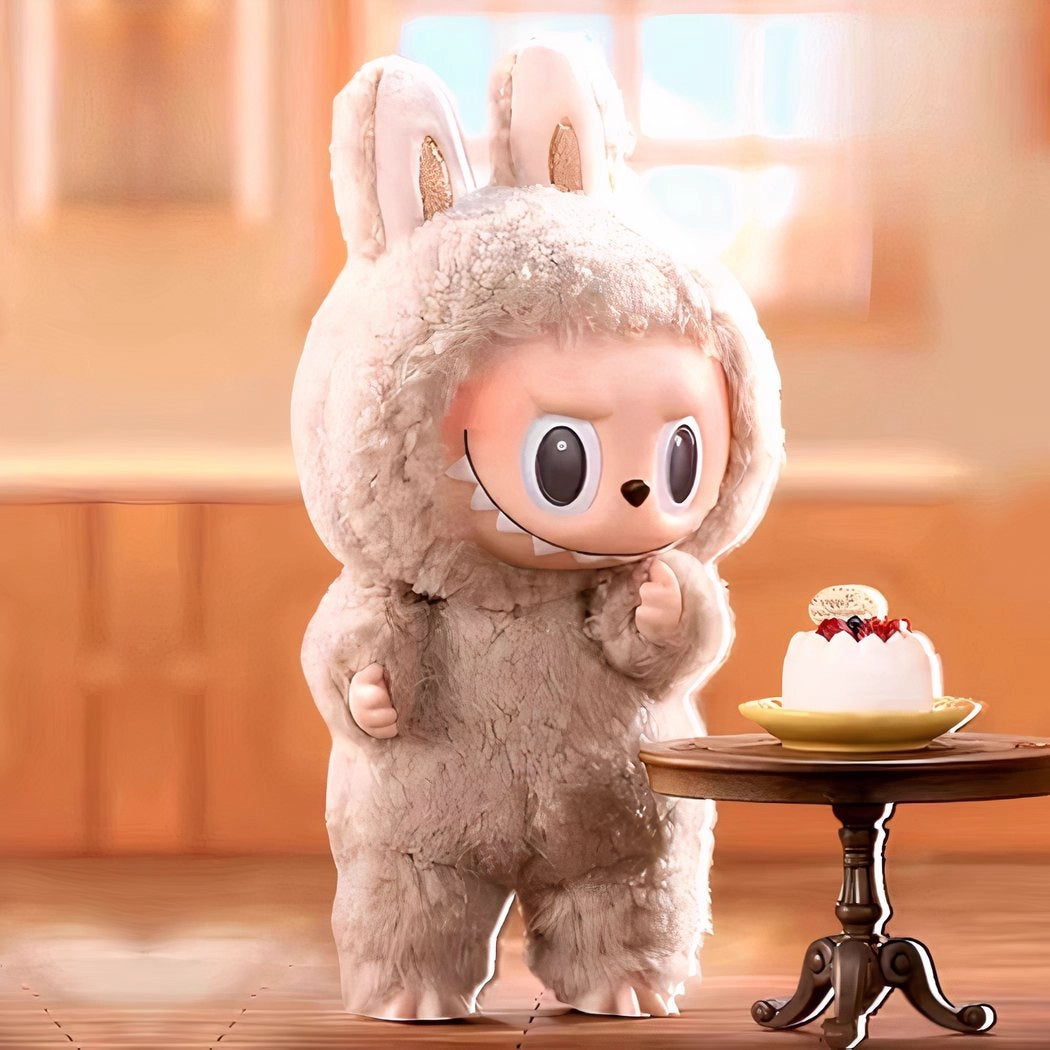 Peluche type Labubu debout boîte mystère