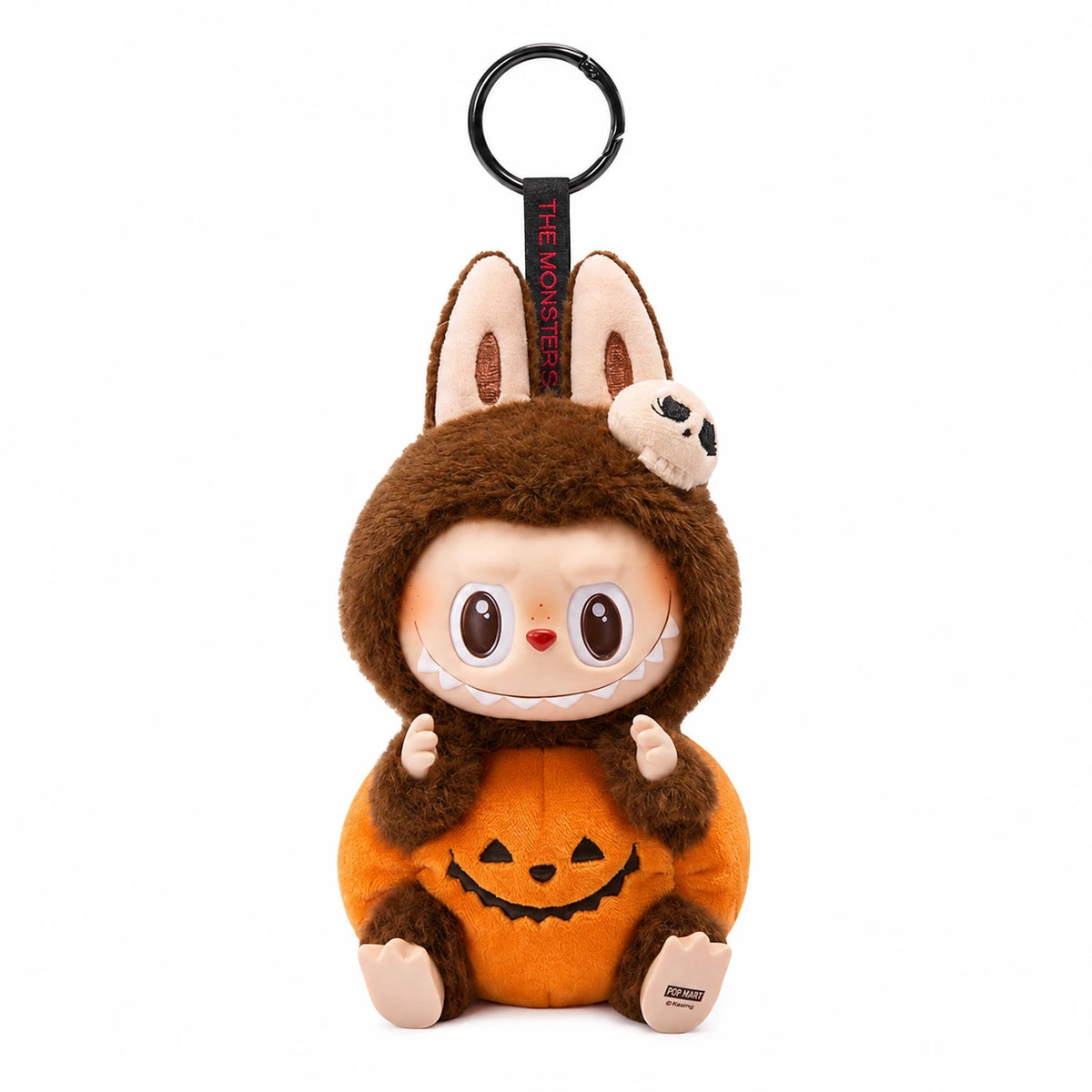 Peluche type Labubu marron et citrouille