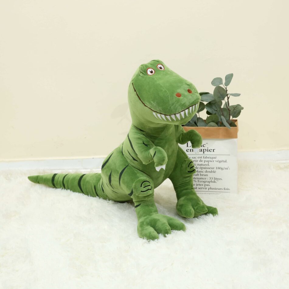 Peluche tyrannosaure vert doux enfant jurassique amusant 40cm La compagnie de la peluche