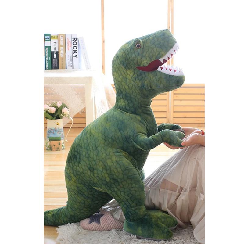 Peluche tyrannosaure vert géant doux enfant jurassique La compagnie de la peluche