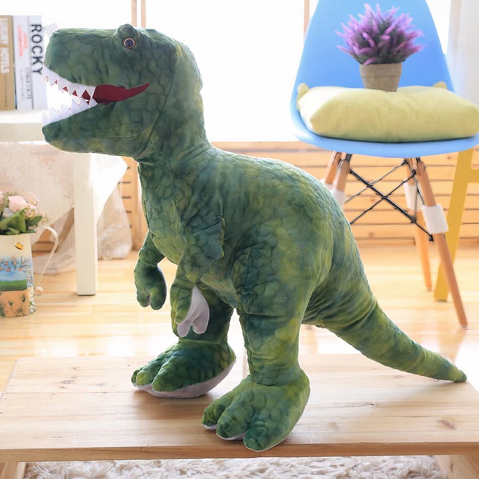 Peluche tyrannosaure vert géant doux enfant jurassique La compagnie de la peluche