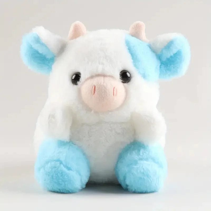 Peluche vache bleu et blanche mignonne et douce