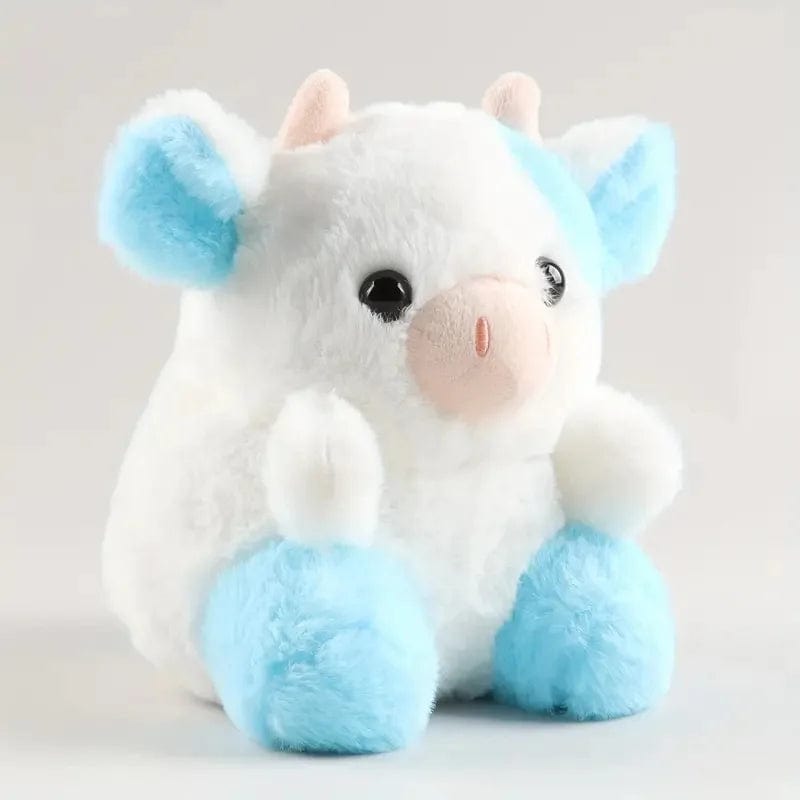 Peluche vache bleu et blanche mignonne et douce