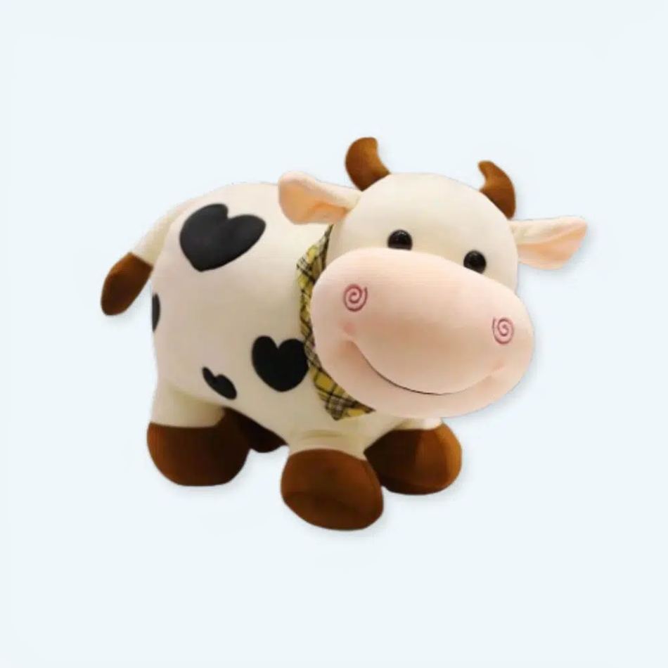 Peluche vache coeur doux motif amour câlin enfant La compagnie de la peluche