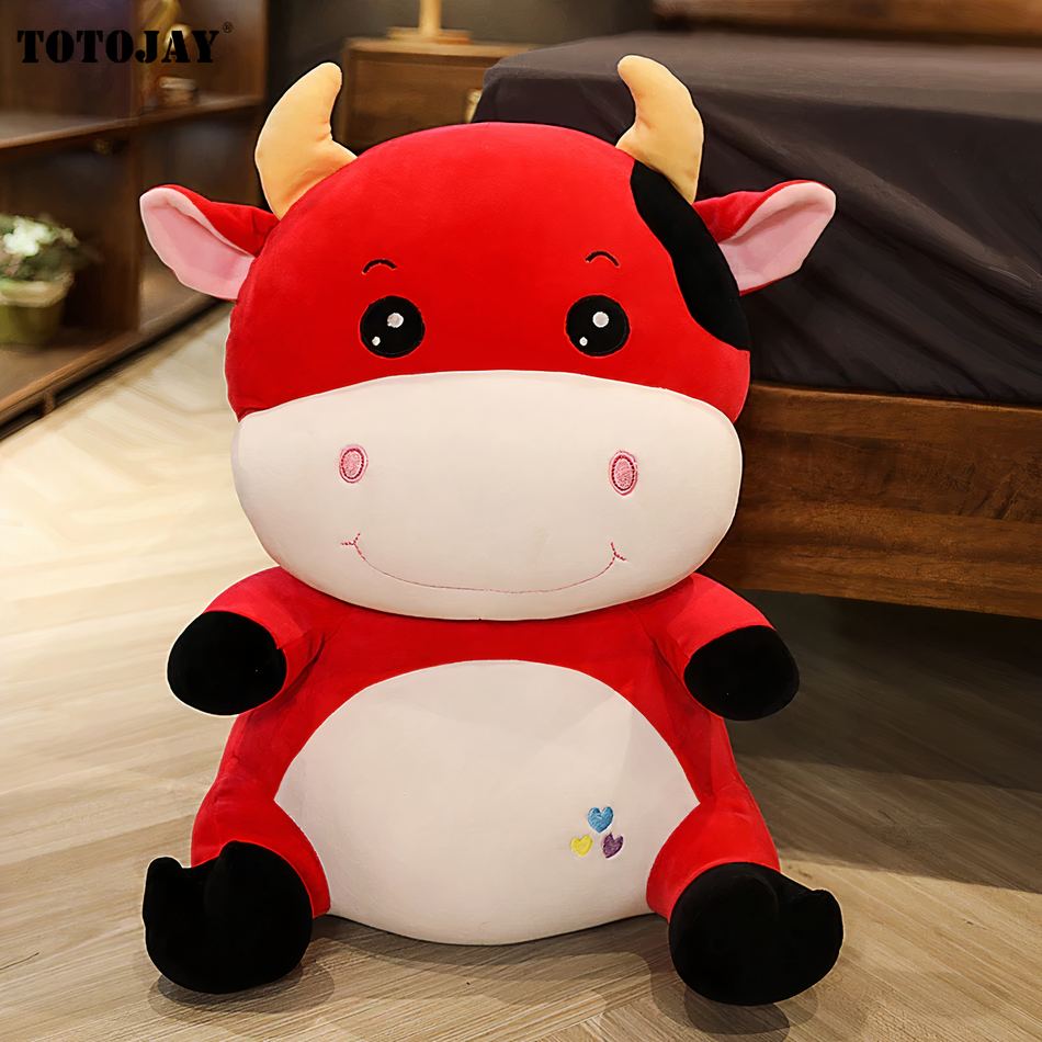 Peluche vache douce enfant ferme câline peluche matière 25cm / rouge La compagnie de la peluche
