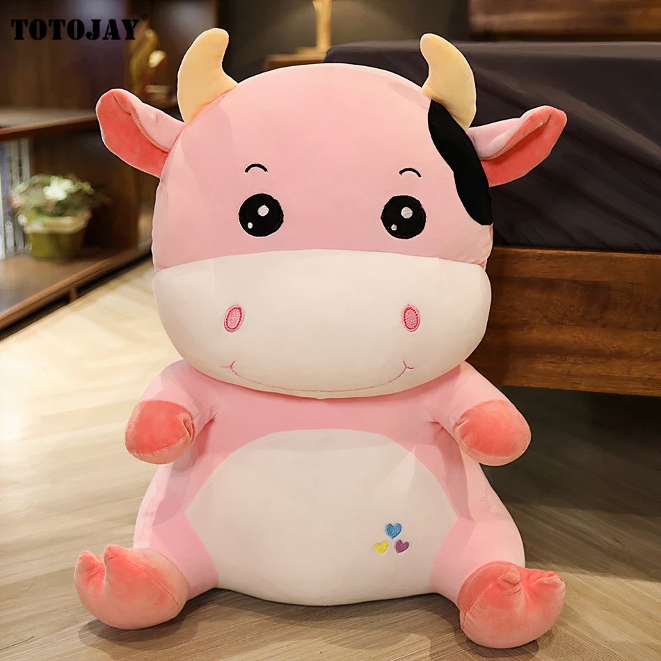 Peluche vache douce enfant ferme câline peluche matière 35cm / rose La compagnie de la peluche