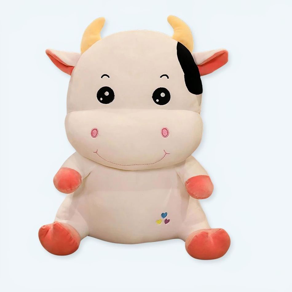 Peluche vache douce enfant ferme câline peluche matière La compagnie de la peluche
