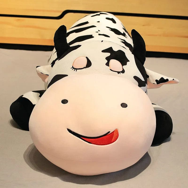 Peluche vache géante noire et blanche