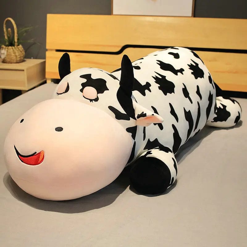 Peluche vache géante noire et blanche 80cm