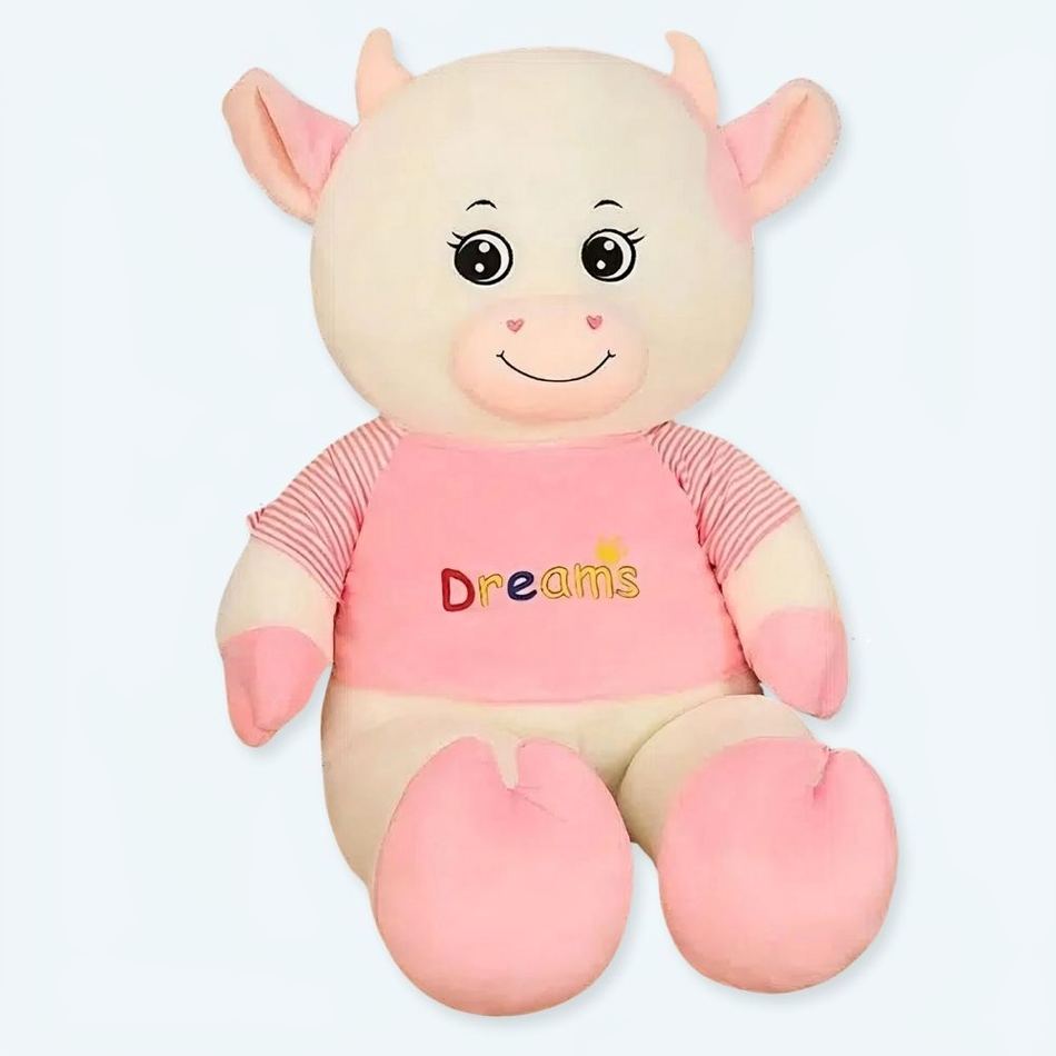 Peluche vache géante rose douce chambre enfant déco La compagnie de la peluche