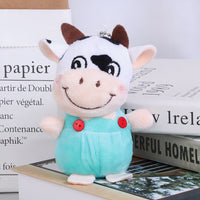 Peluche vache porte-clés mignonne douce cadeau original bleu La compagnie de la peluche