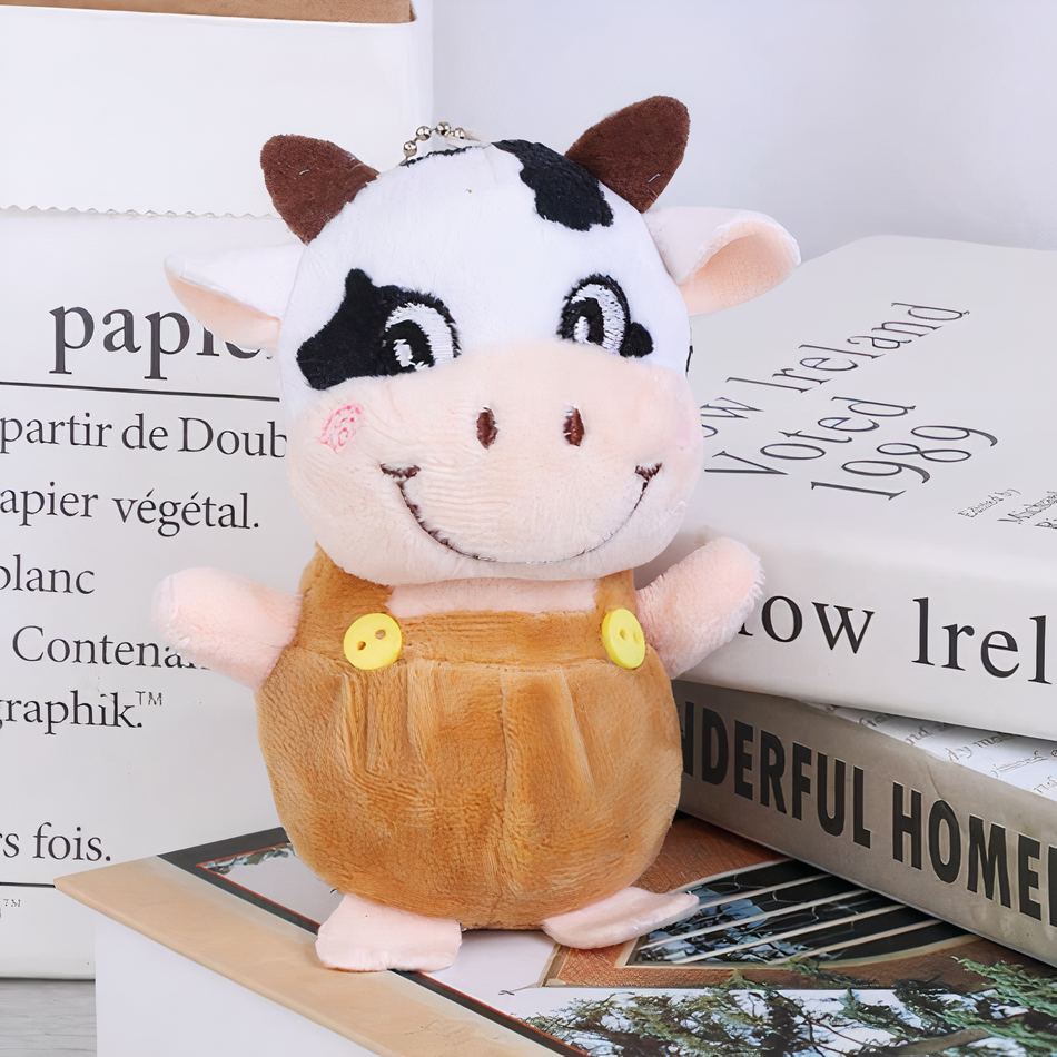 Peluche vache porte-clés mignonne douce cadeau original La compagnie de la peluche