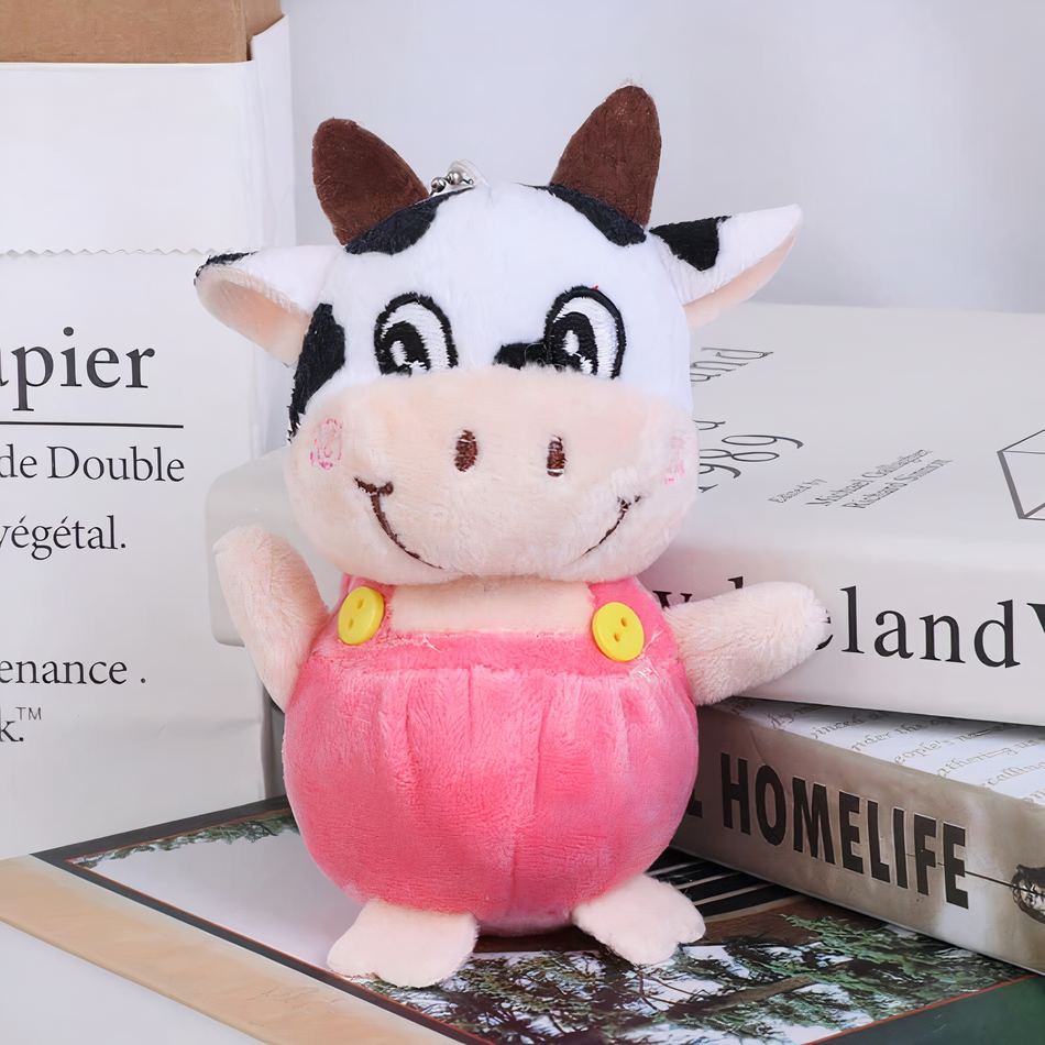 Peluche vache porte-clés mignonne douce cadeau original La compagnie de la peluche